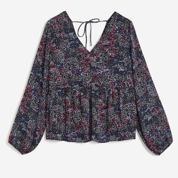 Women's Plus Size Floral Blouse with Balloon Sleeves 2X- Addition Elle - Picture 5 of 8